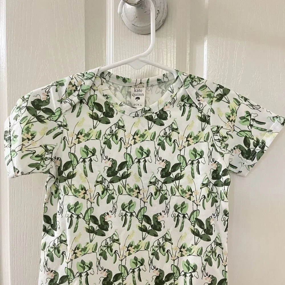 Kate Quinn Short Sleeve Lap Neck Bodysuit Sweet Pea Floral Size 18-24 Months NWT